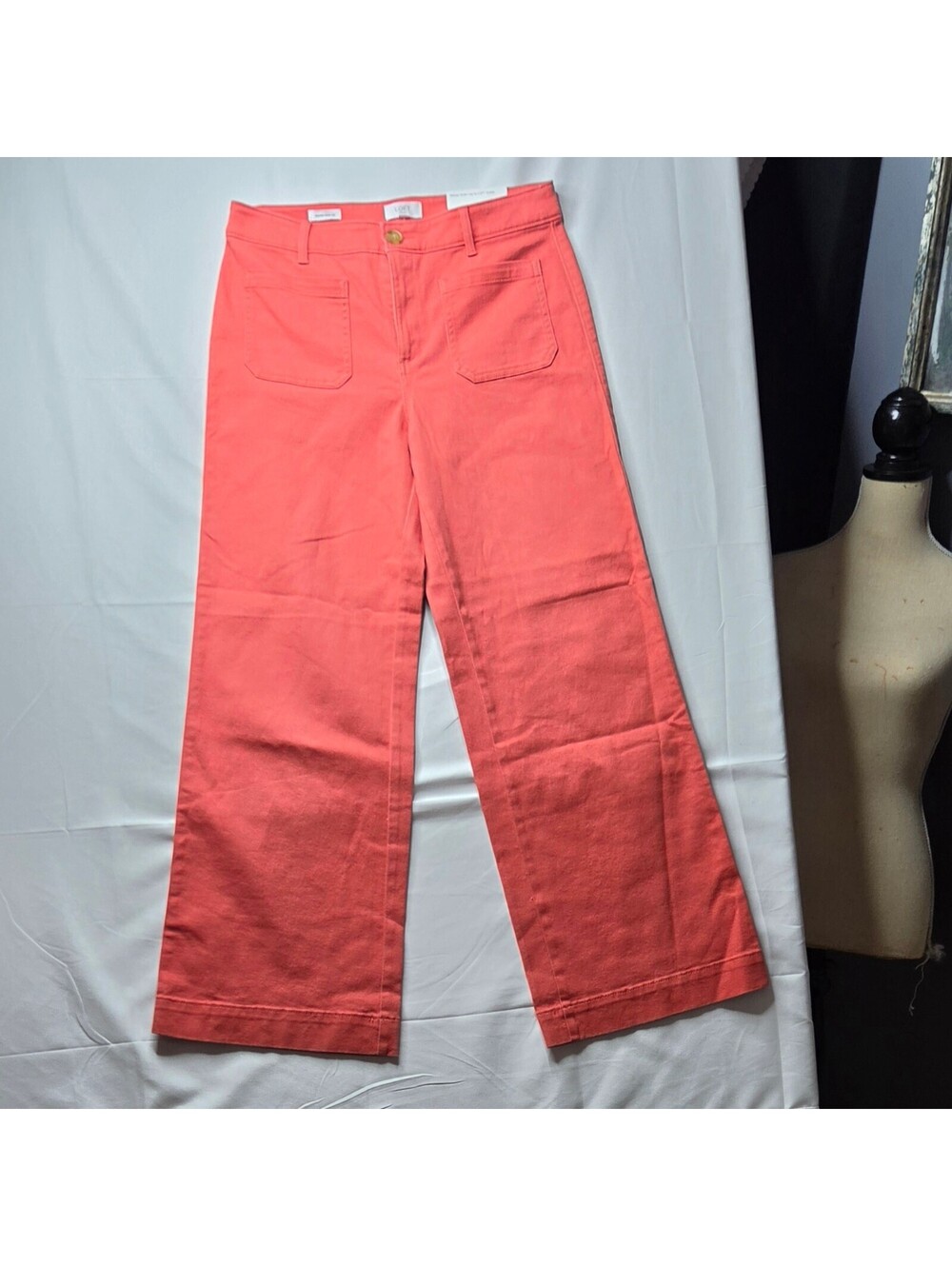 LOFT Outlet Palmer Wide Leg Pants Coral Pink Size 8 NWT High Rise Utility
